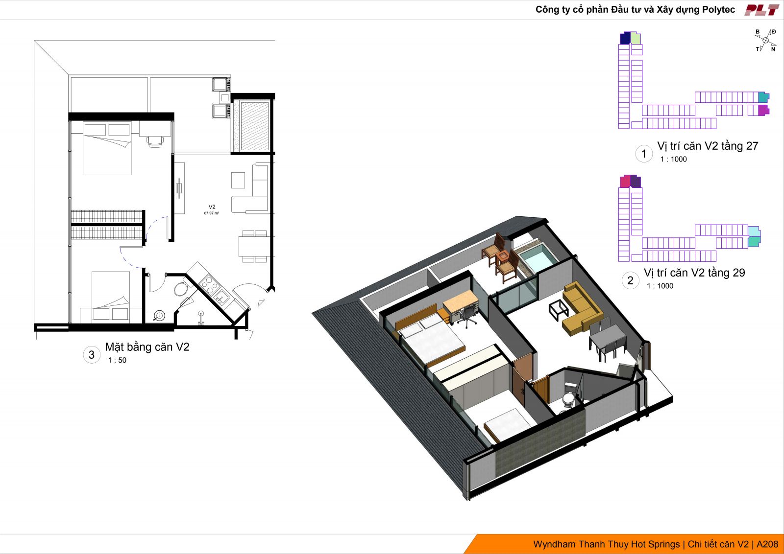 thiết kế căn V2 tầng 27 và 29