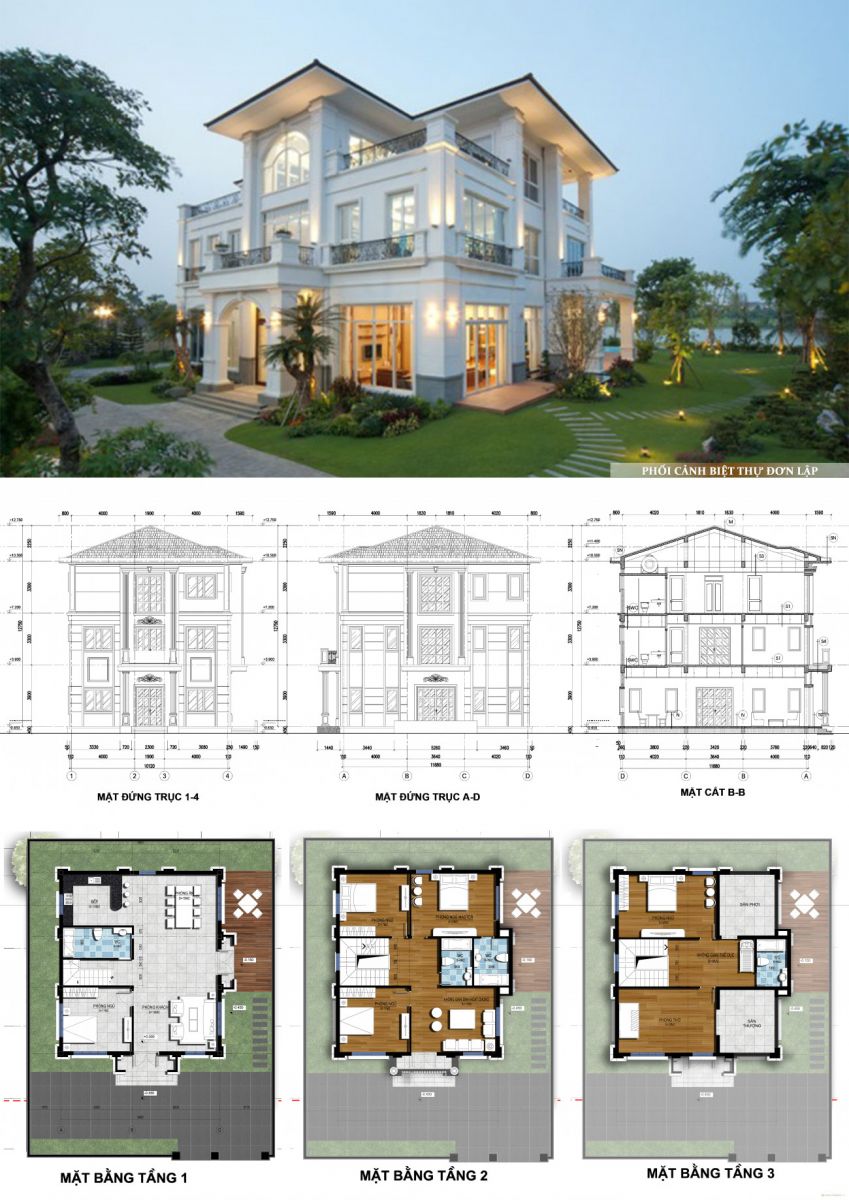 thiết kế biệt thự đơn lập mê linh vista city
