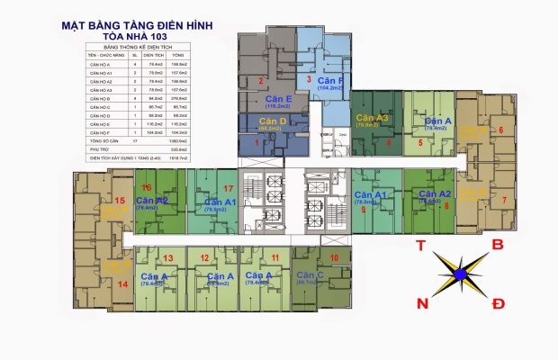 Mặt bằng tòa Ruby 3 chung cư Goldmark City